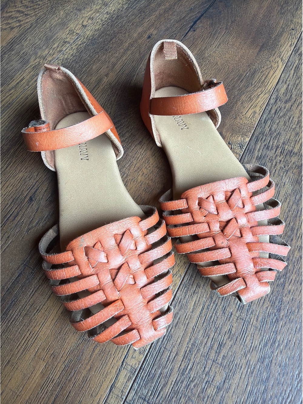 Old Navy Orange Toddler Leather Strappy Sandals with Ankle Strap